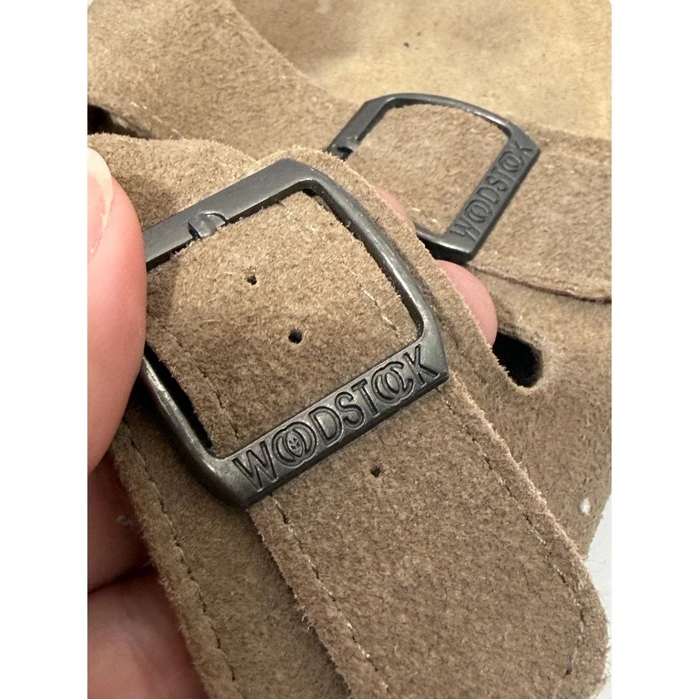 Woodstock Heritage Brown Suede Double Strap‎ Buckle Cork Slide Sandals sz 9 Men